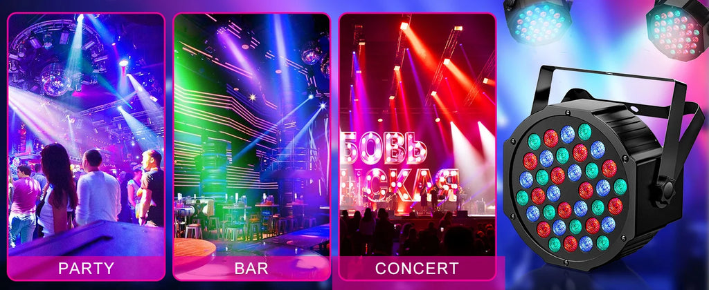 U'King 4PCS 36LED Par Light DMX512 RGB LED Uplights Battery Powered Uplighting Rechargeable Stage Light for DJ Disco KTV Party