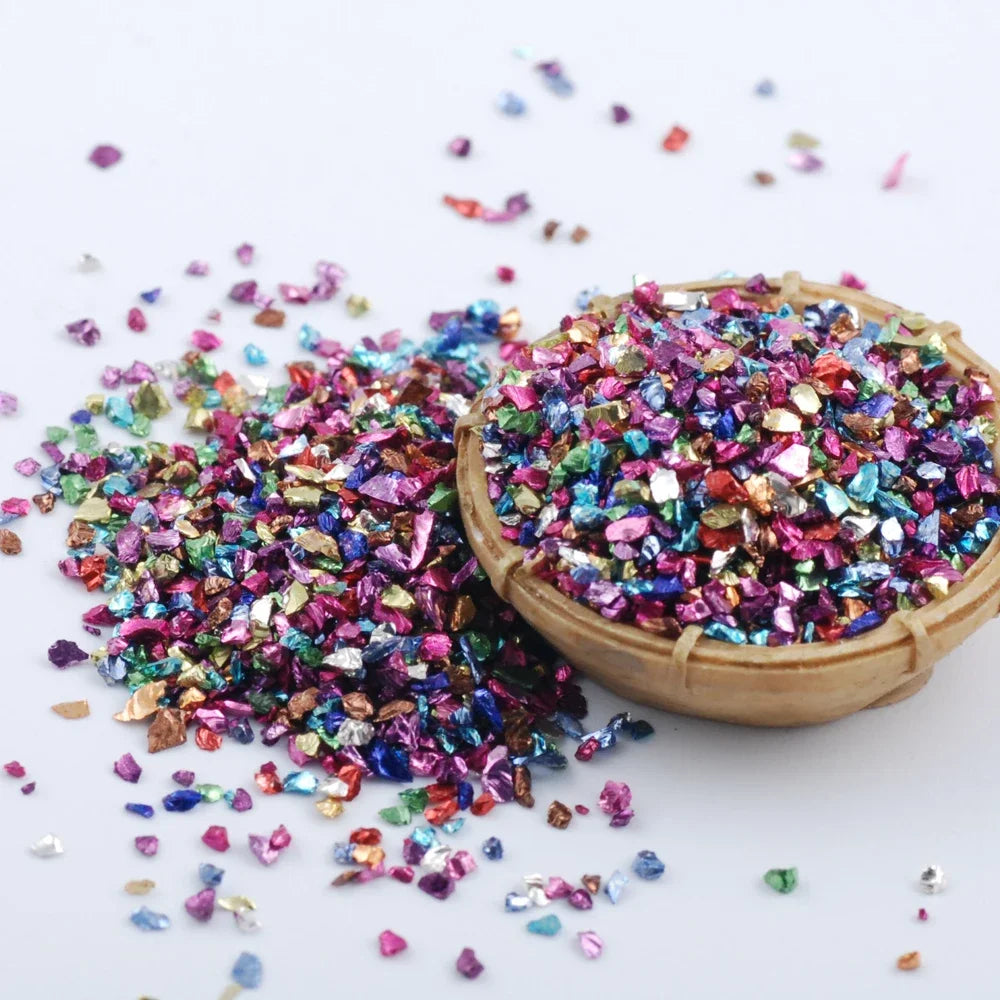 450g/Bag Wholesale Multicolor Flash Irregular Shaped Glass Crushed Stone For DIY 3D Nail Art Decoration/Resin Mold Filler