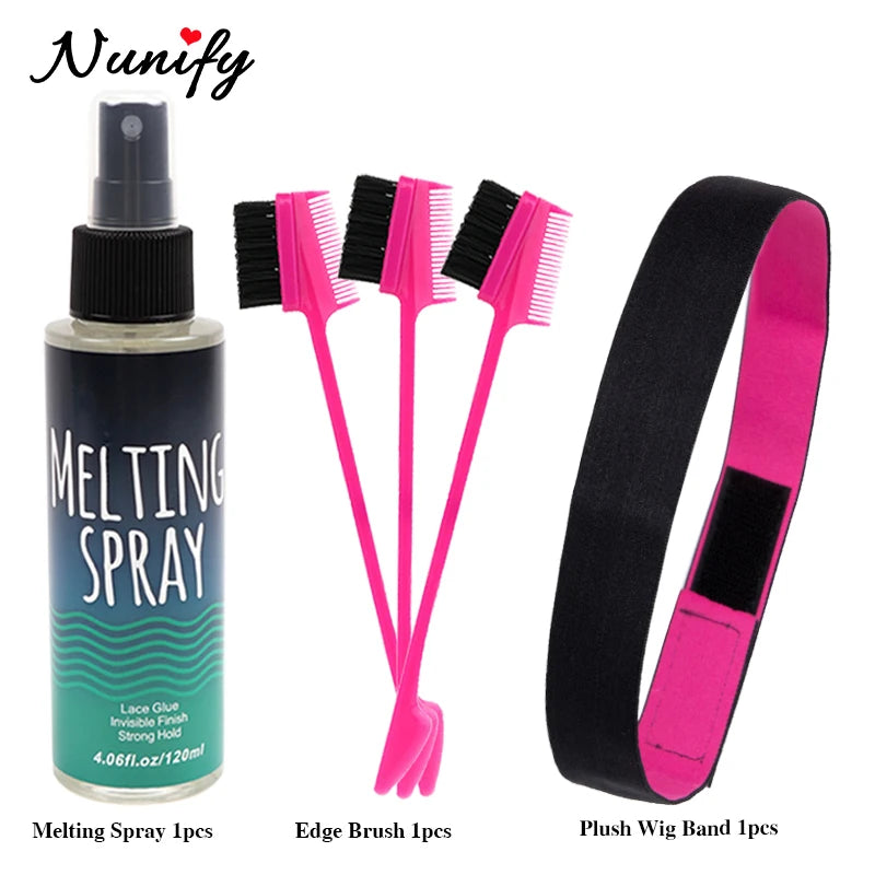 120Ml  Lace Bonding Adhesive Melting Spray For Lace Front Wig 3Pcs Wig Install Tools Soft 3Cm Lace Melting Band With Edge Brush