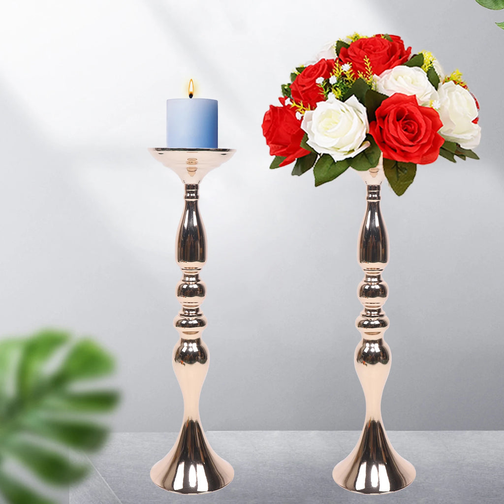 10 Pcs 19.5" Tall Gold Candelabra Candle Holder Table Centerpiece Stand Pillar Candlestick Candle Holder Stand for Wedding Party