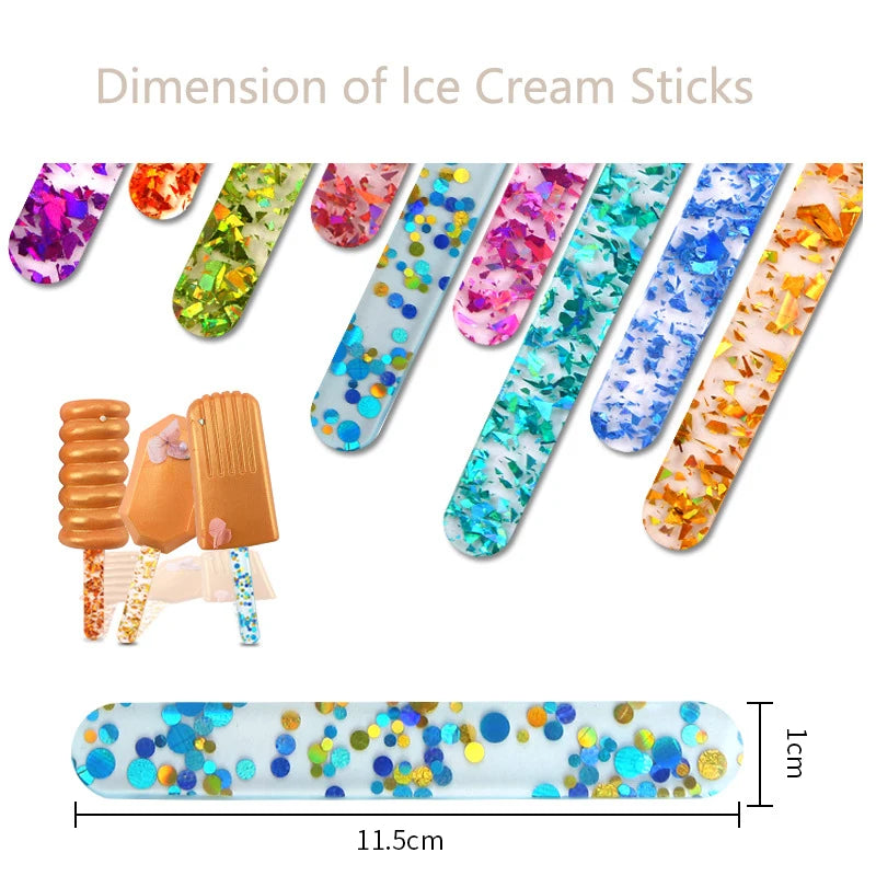 10 pcs Reusable Colorful Acrylic Popsicle Sticks, Cakesicle Sticks, Ice Cream Sticks, Craft Sticks, Chocolate Lollipop Holder