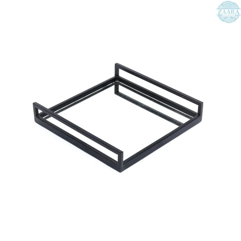 Beauty Care Care ensuring Decor Durable Ideal Lasting Quality Use Wood Handcrafted Glass With Metal Frame Serving Tray - 20x20x3