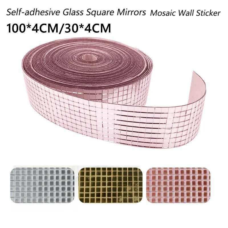 Self-Adhesive Real Glass Craft Mini Square Mirrors Mosaic Tiles Stickers Bathroom DIY Handmade Craft Home Decoration Making Tool
