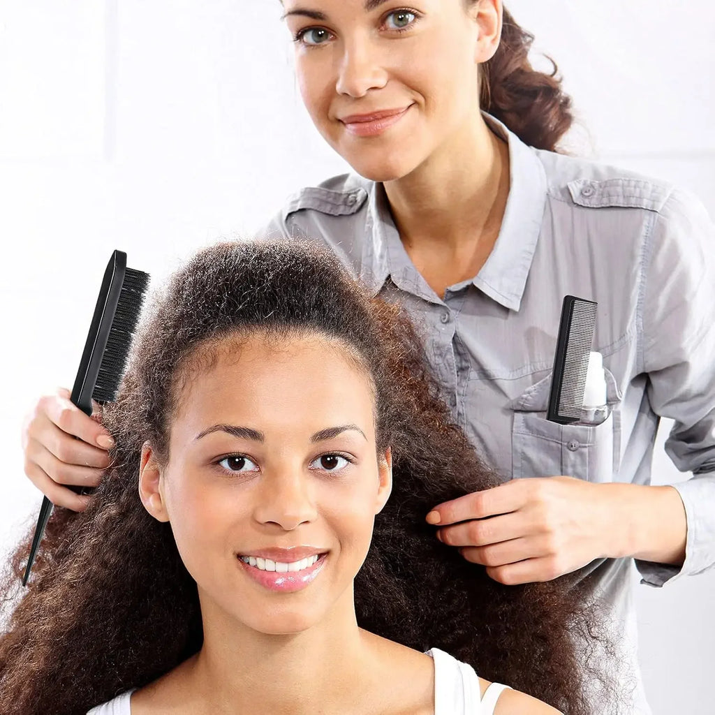 5-Piece Hair Styling Set: Curl Define Styling Brush Curved Rat Tail Comb Edge Control Brush-Perfect for Salon-Quality Results