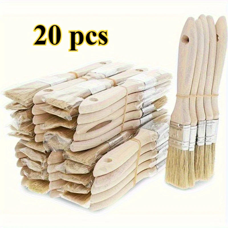 10/20pcs Bristle Paint Brush, Flat Bristle Brush, Suitable for Art, Handwork, Gesso, Painting, Dyeing, Varnish