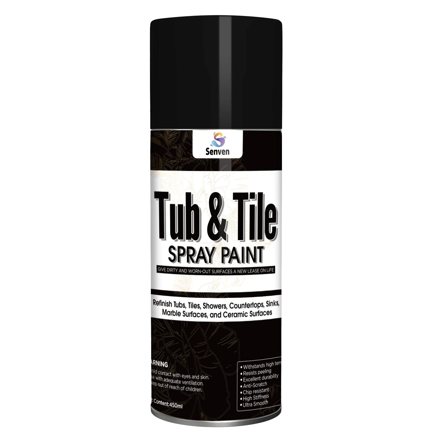 Tub and Tile Spray Paint Black Gloss Aerosol Spray Tile Paint Bathtub Refinishing Kit for Tiles Ceramic Porcelain