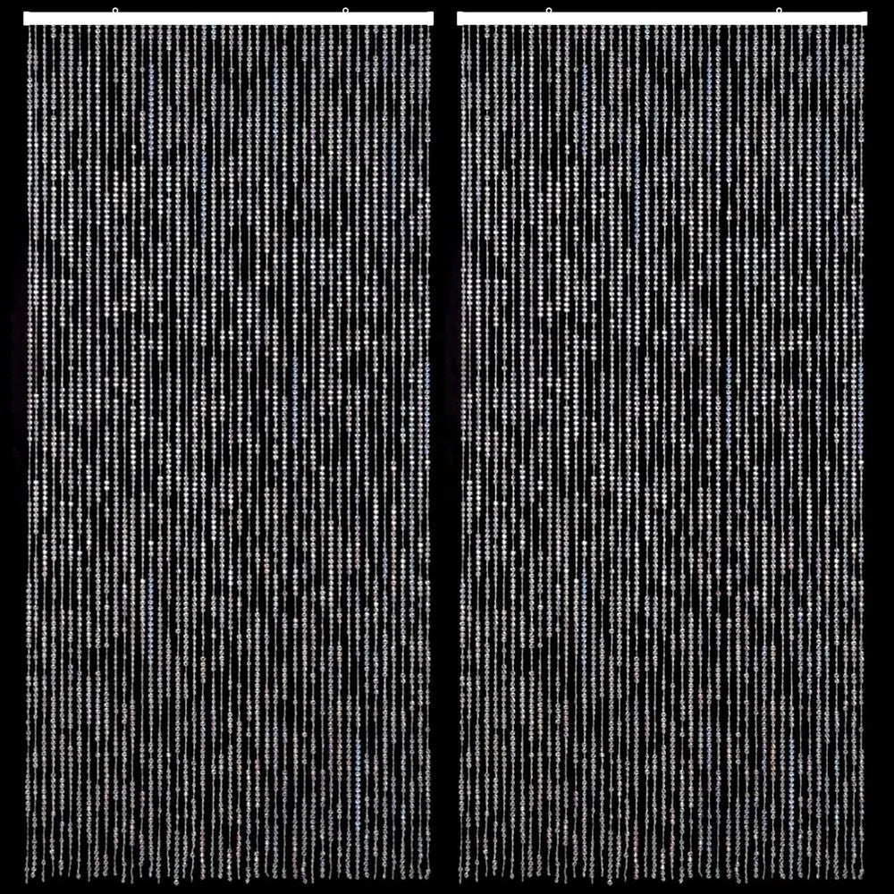 Crystal Beaded Curtain, 3FTx6.5FT, 36 Strands, Clear Acrylic Beads, Hanging Room Divider, Iridescent Diamond Cut, Doorway Curtai