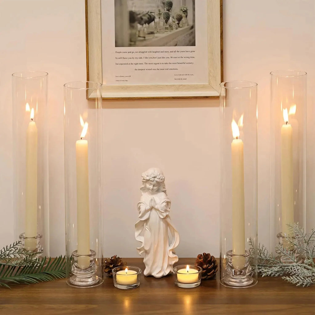3pcs 9.8-inch transparent candle holder, hurricane glass candle holder, used for decorating the center of the dining table, wedd
