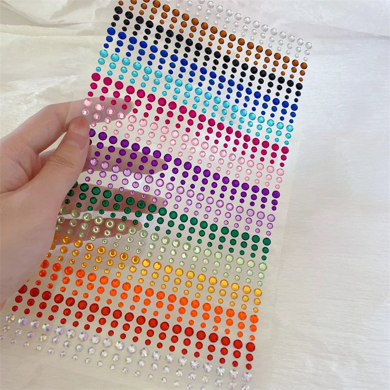 1sheet 900pcs Rainbow Face Glittle Gem Stickers Stick-On Facial Tattoo Eye Rhinestone Jewels  Mix Wedding Party Make Up