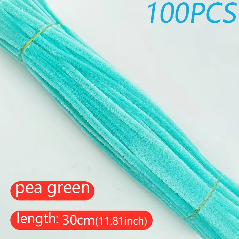 100PCS Colorful Twisted Rod DIY Handcraft Bar Wire Imaginative Wool Root Fluffy Bar Iron Wire Sticks Art Kids Educational Toys