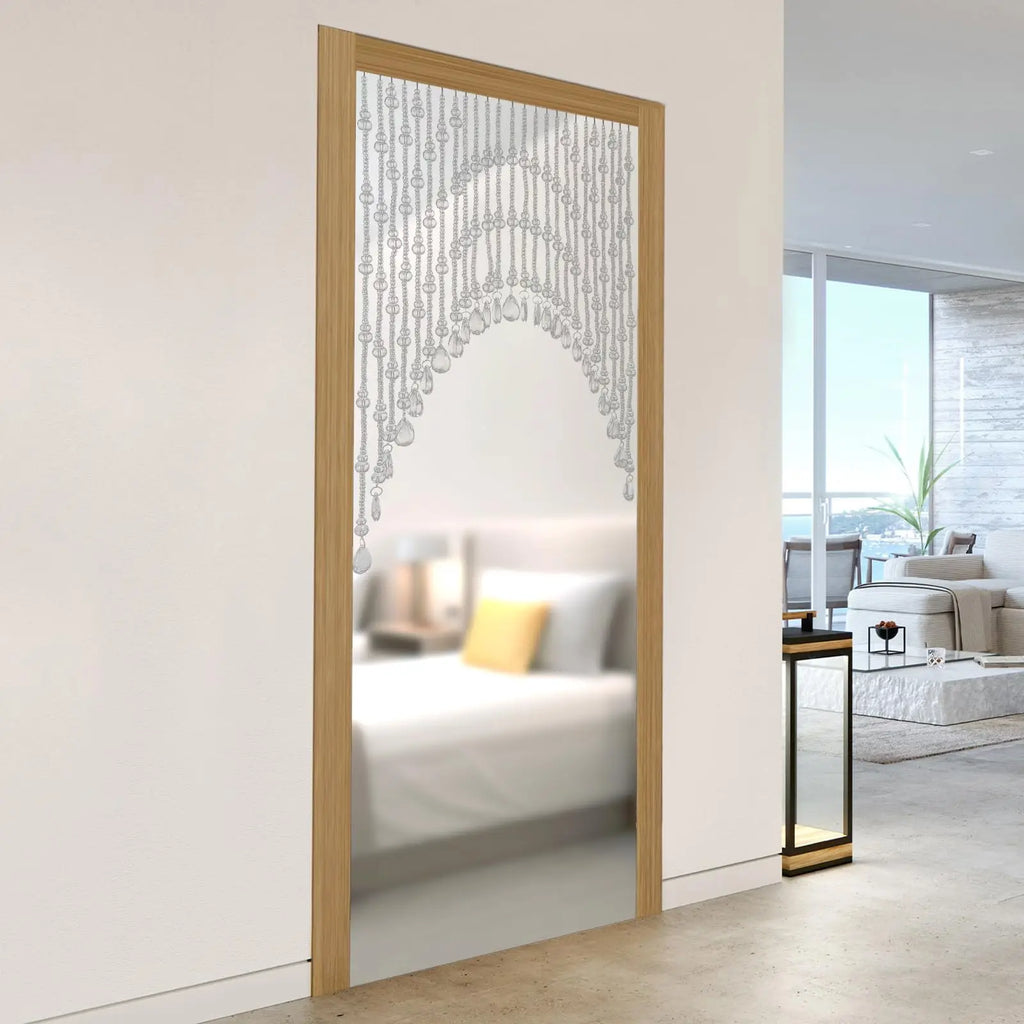 Crystal Glass Beaded Curtain, Arched Hanging Door Beads Curtain, Adjustable Width Room Bead Partition Curtain, 25 Strings Door S