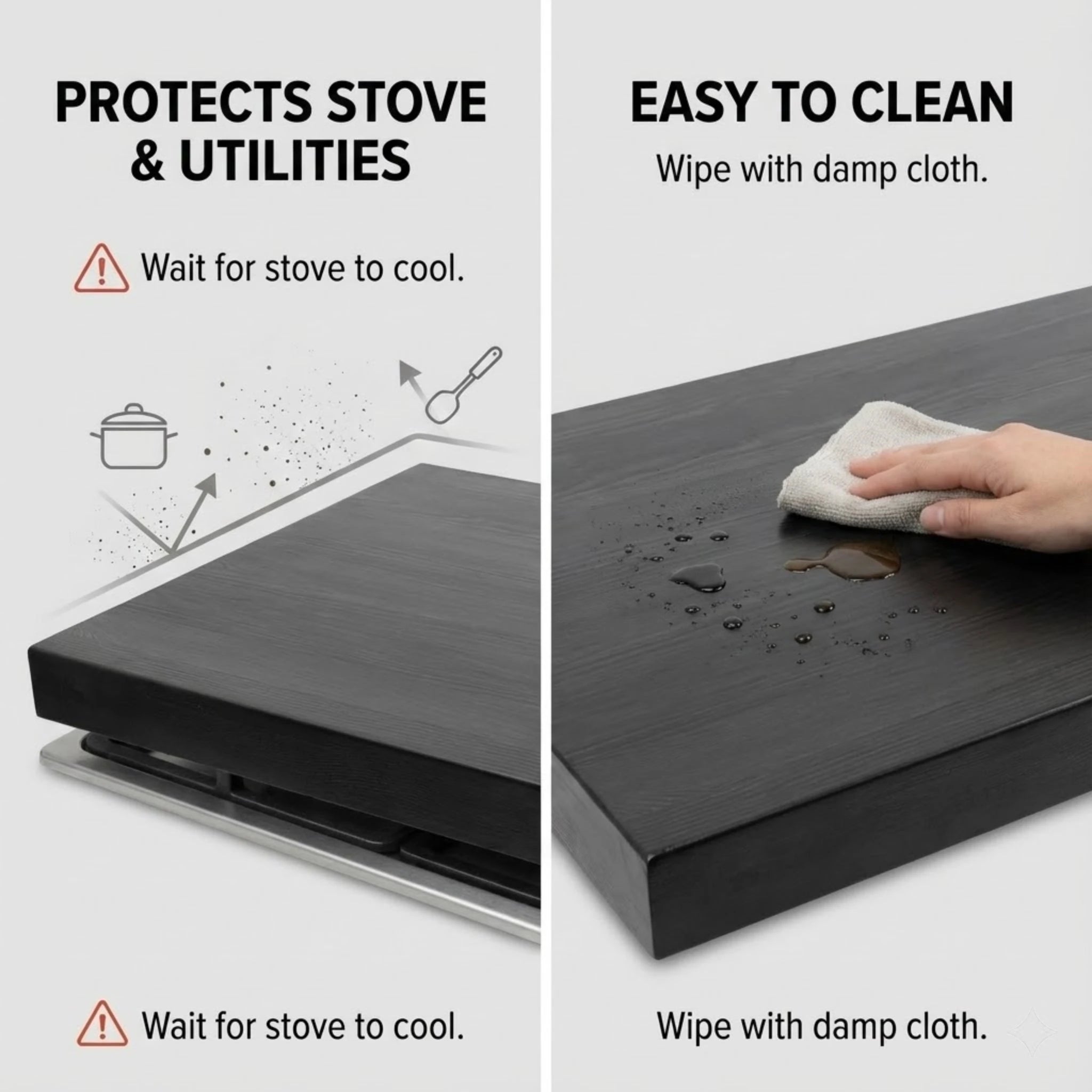 Pine Wood Stove Top Cover Black Rustic Serving Tray Farmhouse Kitchen Decor Noodle Board Burner Protector