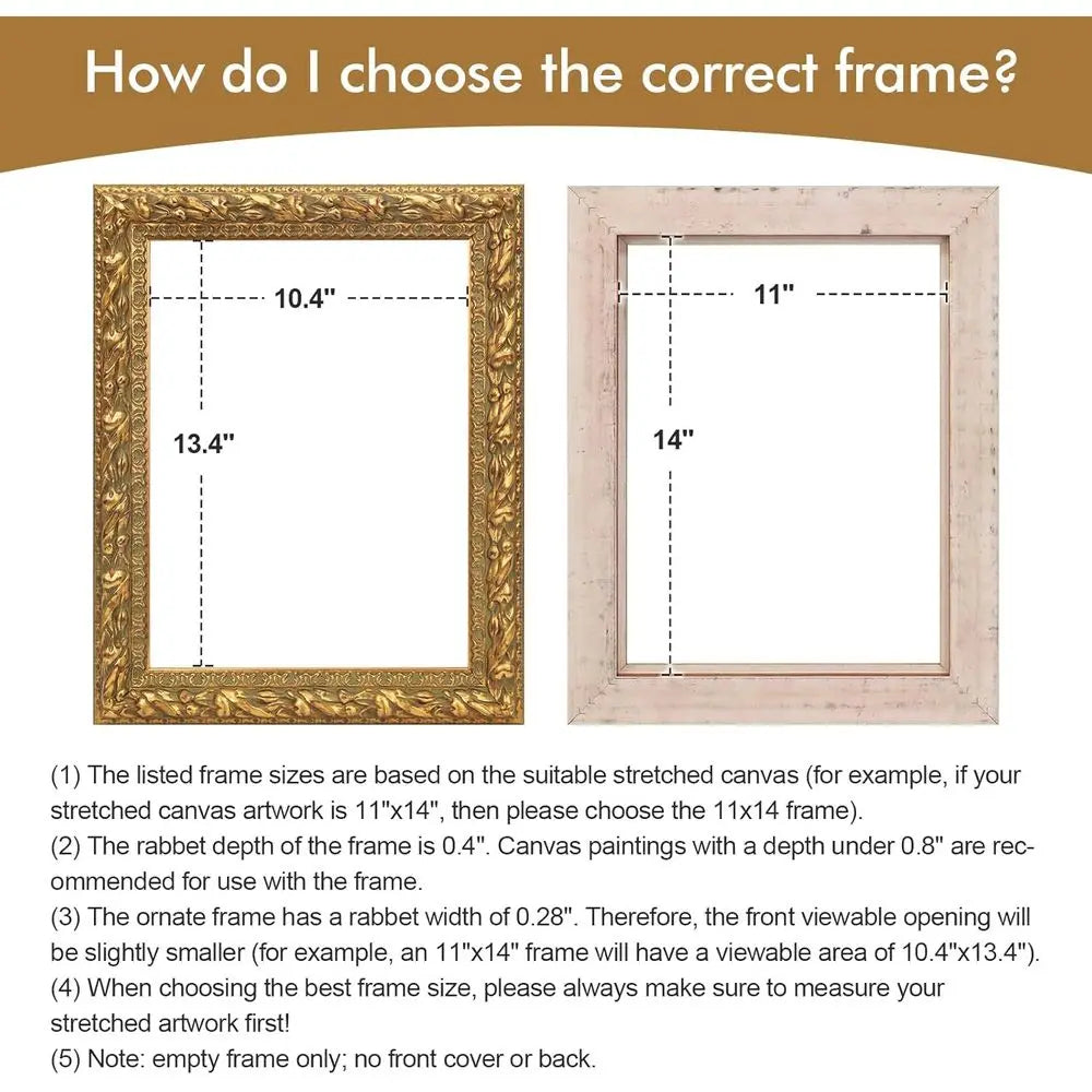 16x20 Antique Gold Picture Frame for Canvas Oil Paintings, Ornate Wall Decor (Empty, No Backboard)