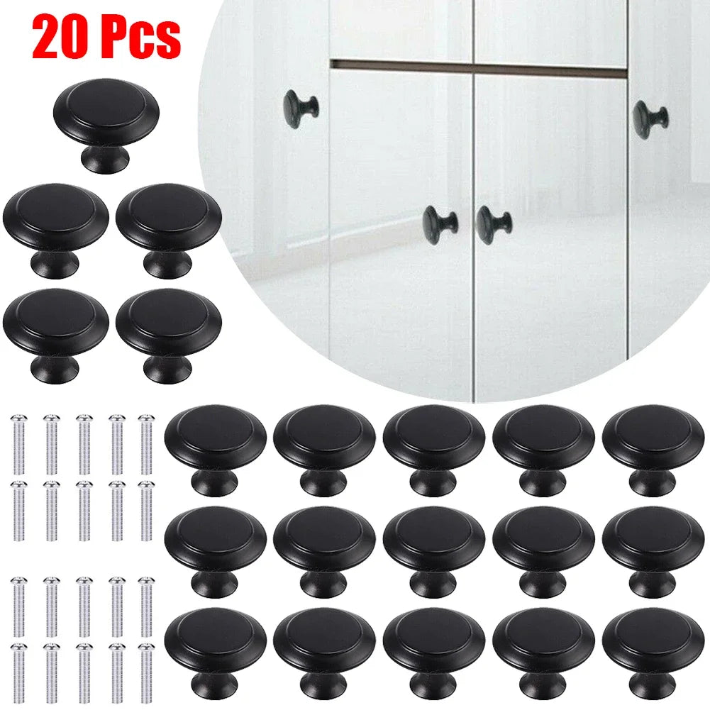 20pcs Vintage Cabinet Handles Drawer Knobs Black Single Hole Drawer Pulls Furniture Cupboard Closet Door Handles Hardware