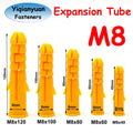 Yiqianyuan M8 Wall Plastic Wall Anchor Bolts Expansion Pipe Column Concrete Wall Plug Frame Fixings Tube Yellow