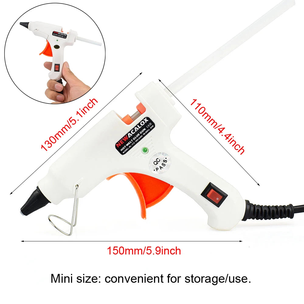NEWACALOX 20W 220V Hot Melt Glue Gun with 20Pcs 7mm Glue Sticks Industrial Mini Guns Thermo Gluegun Heat Temperature Tool