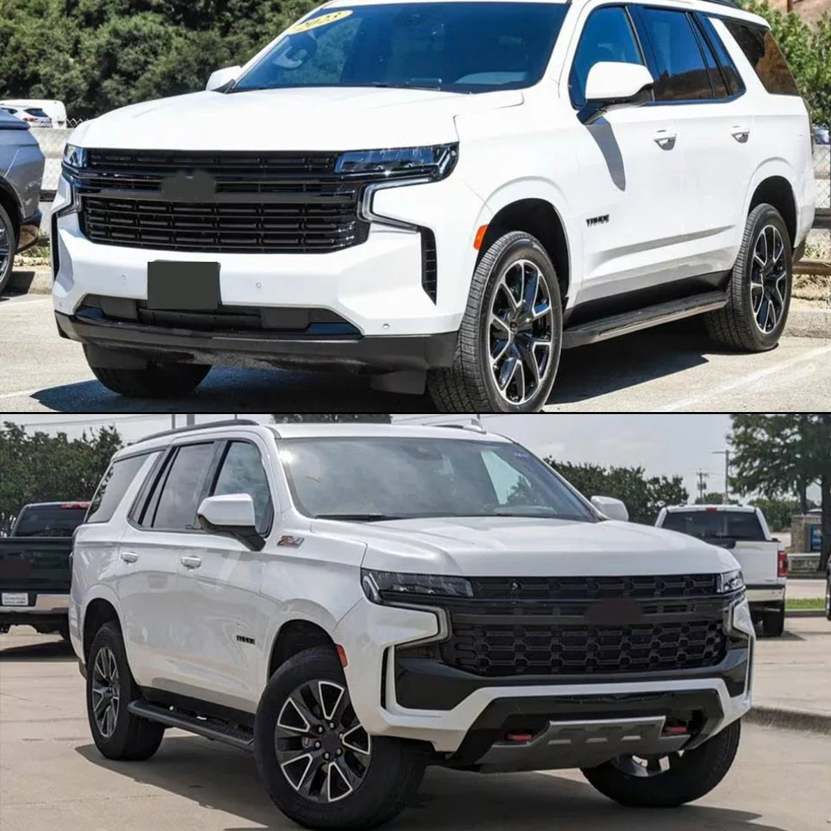 Front Upper Grille Molding Trim Fit For Chevrolet Tahoe/Suburban 2021-2024 Front Bumper Grille Surround Body Kit Glossy Black