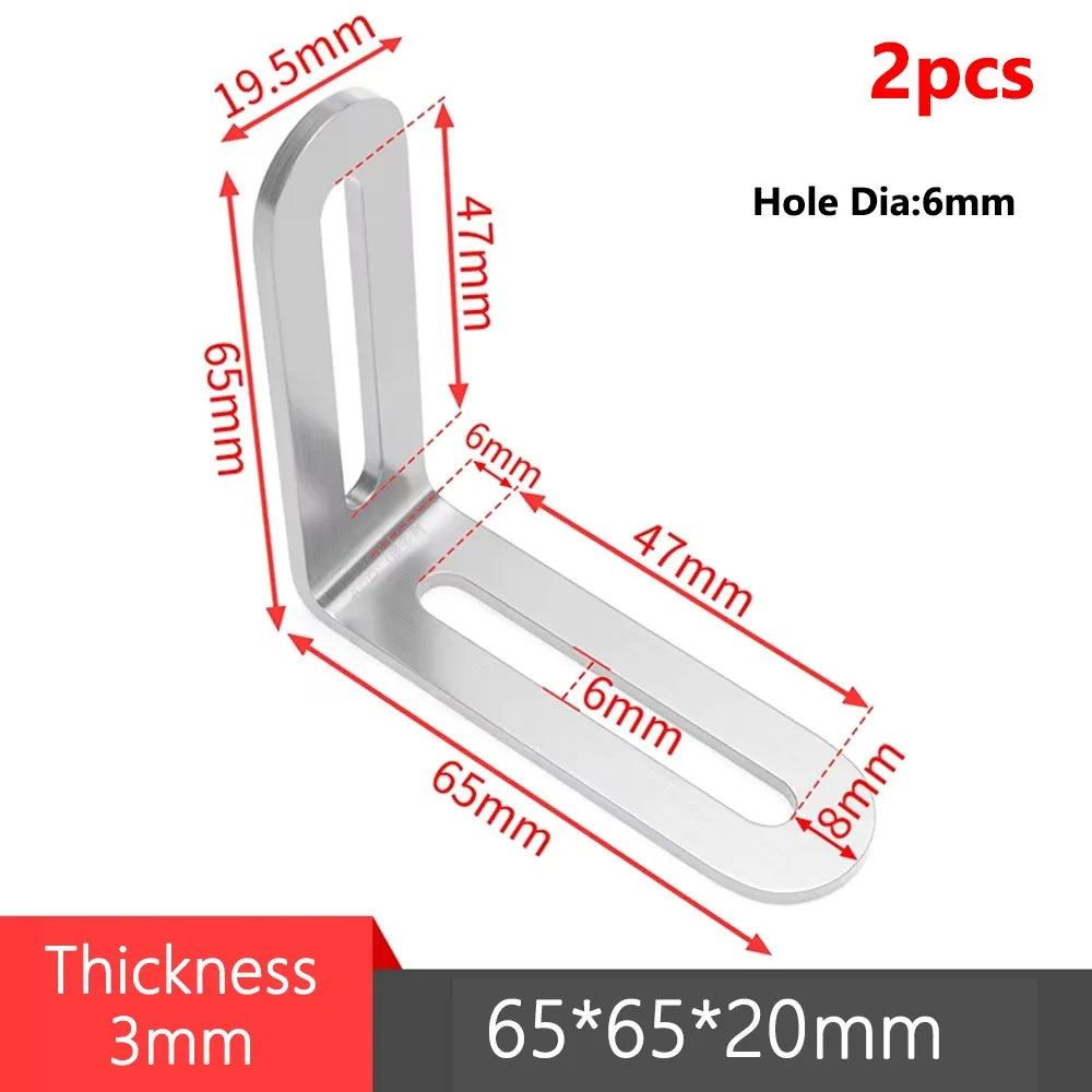 1/2Pcs Stainless Steel Angle Bracket Furniture Fastener 90 Degree Right Angle Corner Brace Joint Silver L Shape