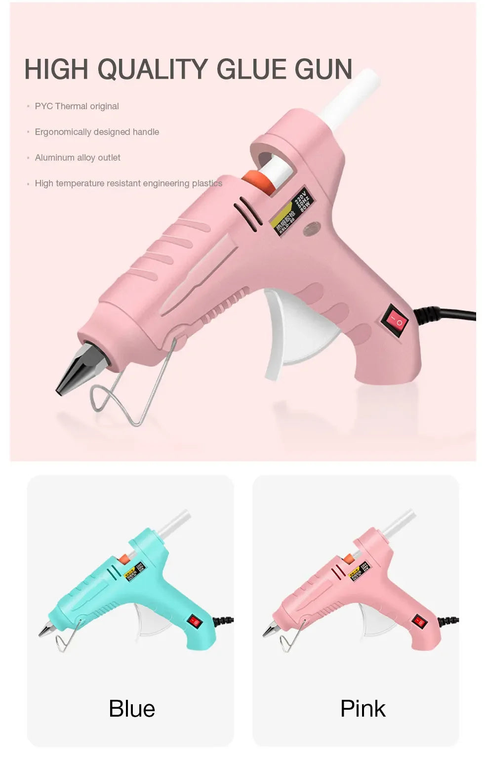YLONGDAO 50/70W Hot Melt Glue Gun with 7mm Glue Sticks Mini Industrial Guns Heat Temperature Thermo Electric Repair Tool