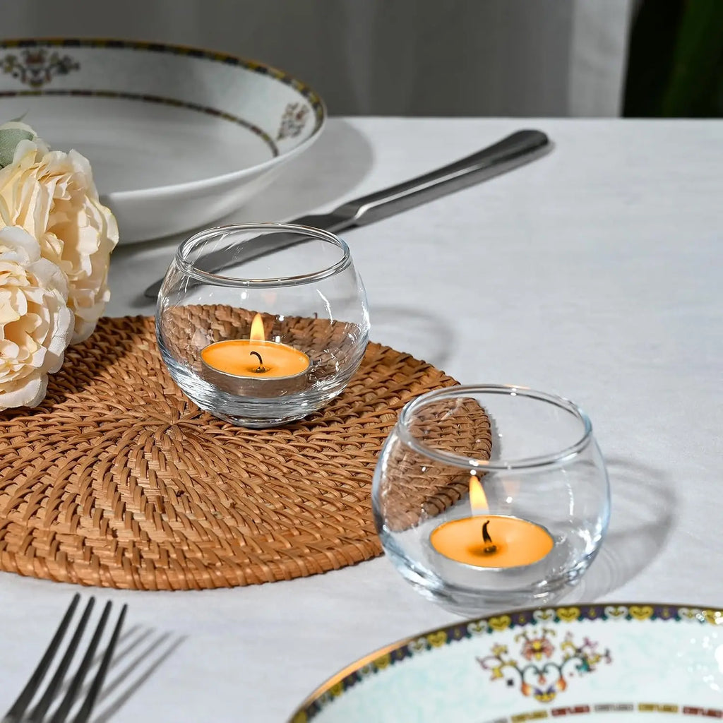 Set of 6 Transparent Glass Candle Holders for Engagement, Wedding, Party & Gifts