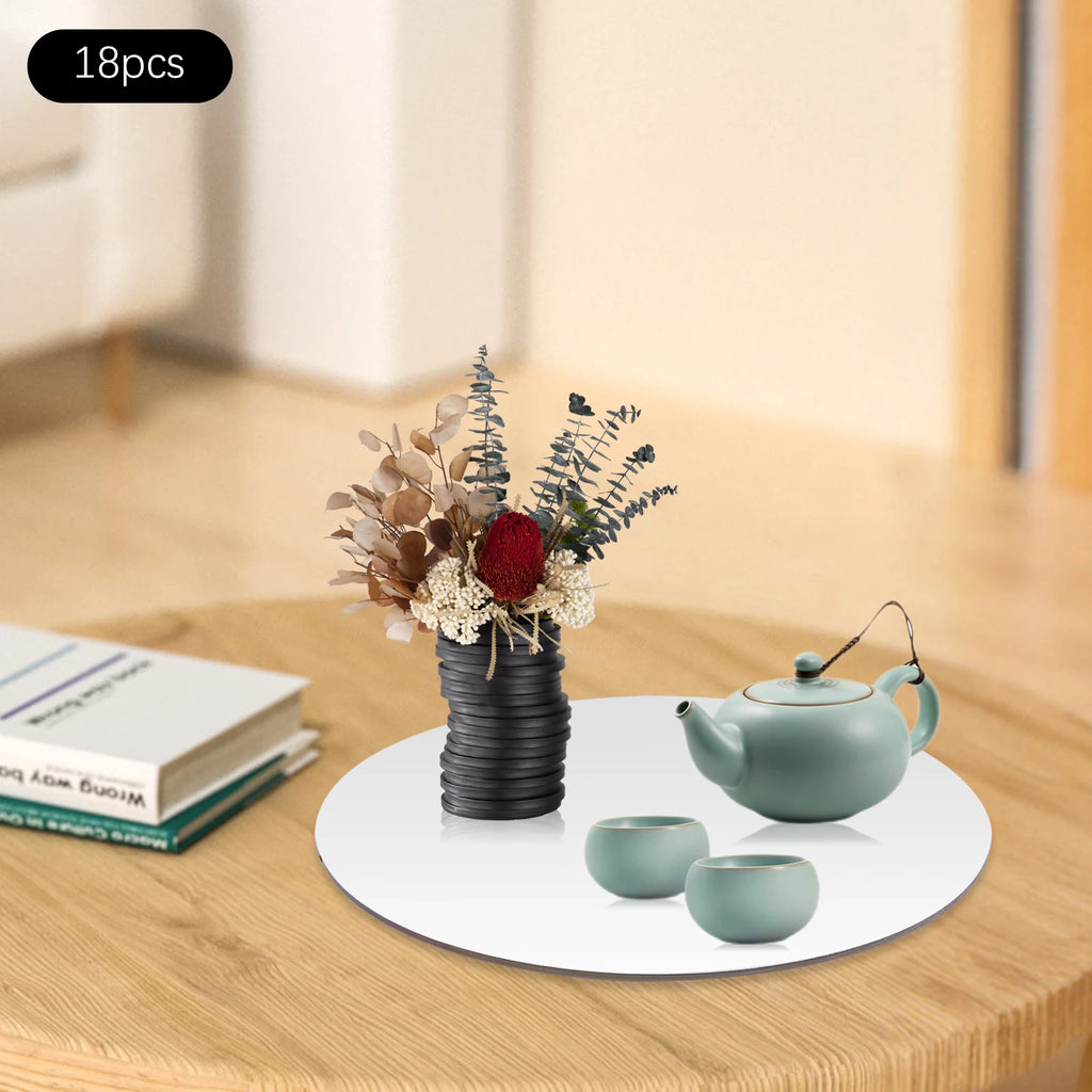 18PCS 6 In Round Mirror Tray Set, Acrylic Mirror Plate, Polished Circle Centerpiece, Table Decor, Decorative Mirror Coaster