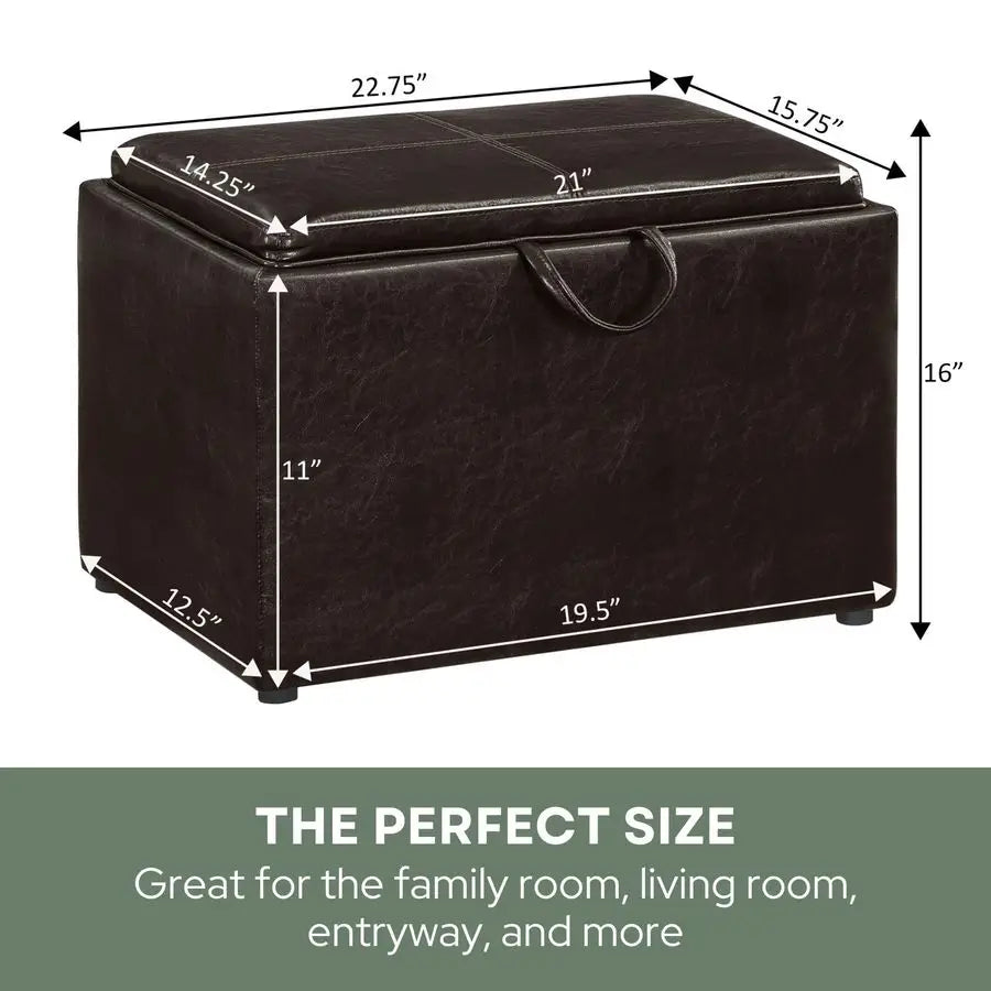 Designs4Comfort Accent Storage Ottoman 22.75 Modern Foot Stool with Decorative Tray for Living Room, Dining Room, Office, Den,