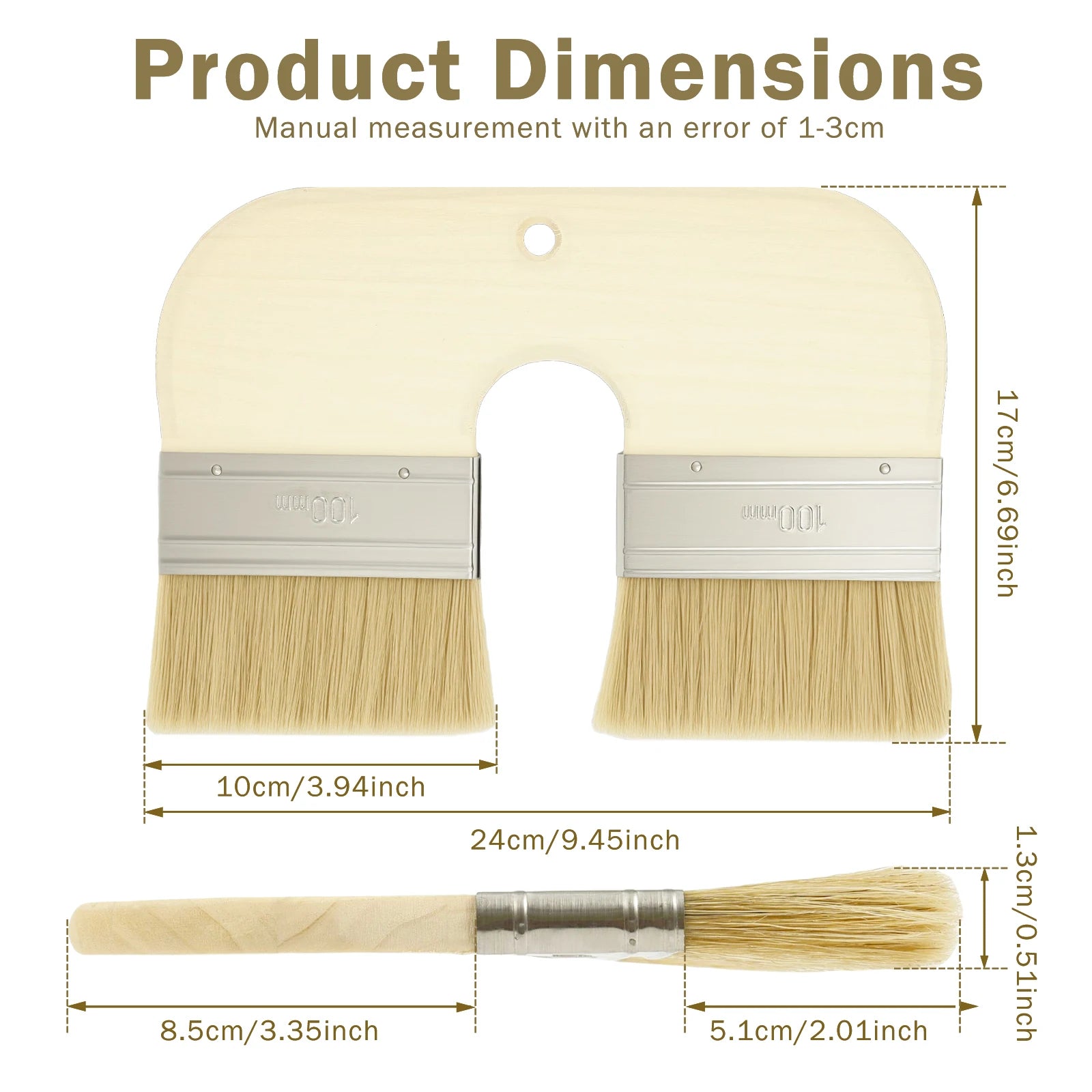 Double Paint Brush Professional Double Head Painting Brush Wooden Handle for Paints Glues Stains Watercolor Oil DIY Craft Suppli
