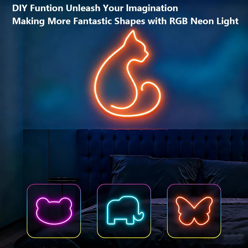 LED Neon Rope Lights 50ft RGB Strip Lights App Remote Control Music Sync Flexible Neon Strip Lights for Bedroom Outdoors Decor