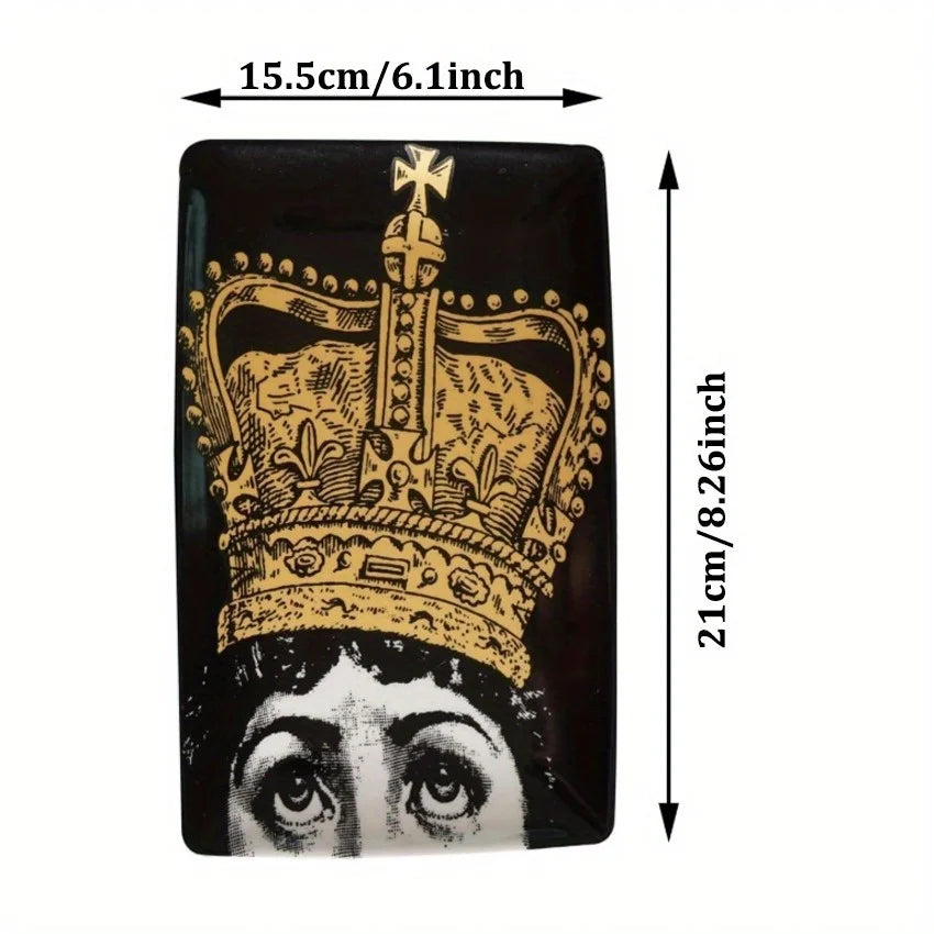 Commemorative tray crown jewelry storage tray Italian face ceramic tray wedding ring tray wall decoration wedding gift