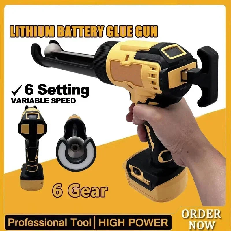 Fit DeWalt 20V Cordless Electric Caulking Gun 6-Speed for Doors Windows Glass Sealant Adhesive Glue Gun with LED Light Tool