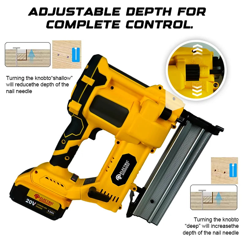 50mm Brushless Electric Nail Gun Depth Adjustment Nailer Stapler F50 Furniture Staple Gun For Dewalt 20V Battery Pin