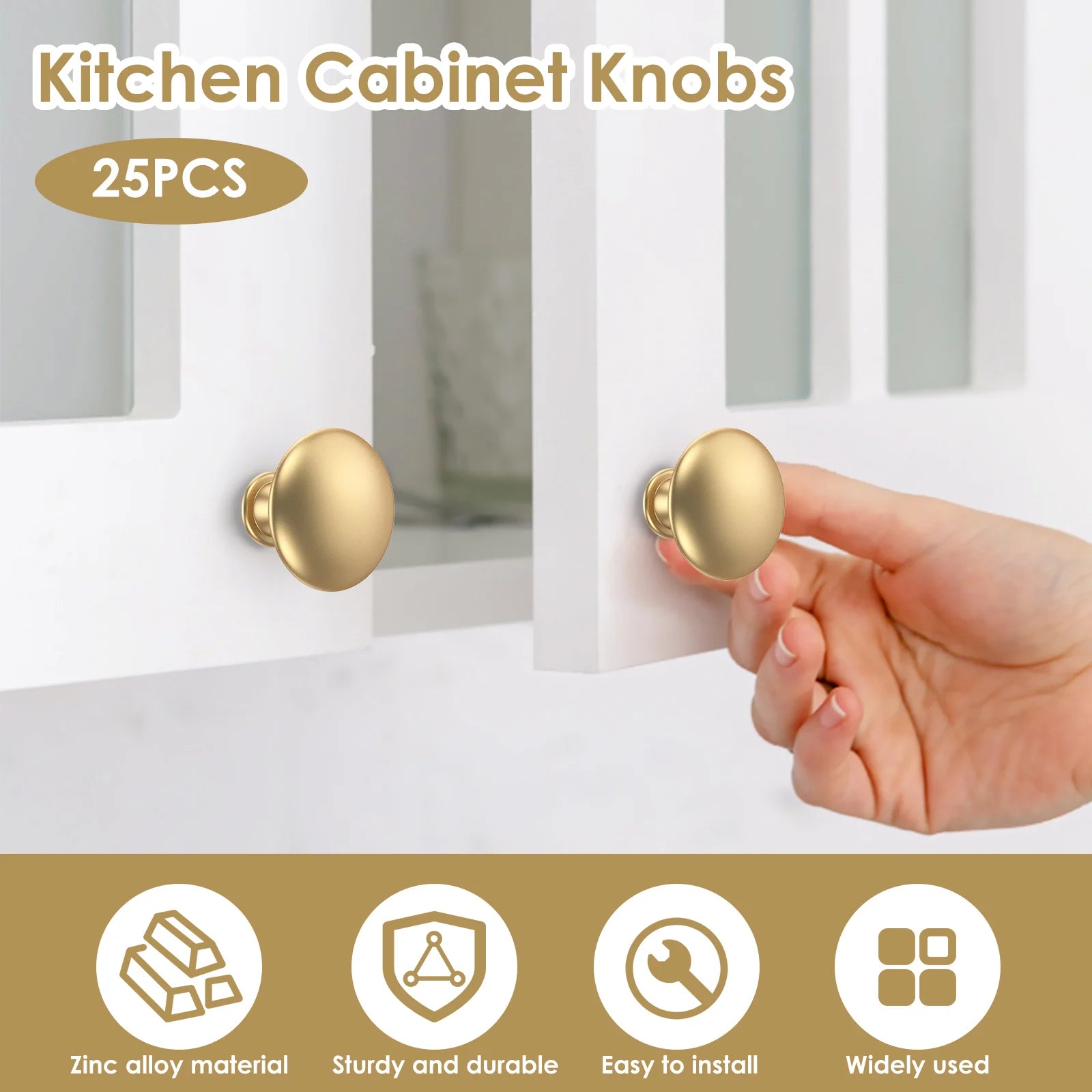 25Pcs Drawer Knob Set Zinc Alloy Cabinet Handles Rustproof Gold Dresser Knobs Decorative Drawer Pull Handle Furniture Hardware