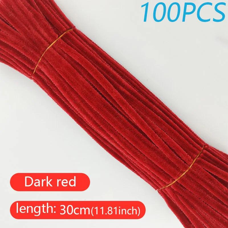 100PCS Colorful Twisted Rod DIY Handcraft Bar Wire Imaginative Wool Root Fluffy Bar Iron Wire Sticks Art Kids Educational Toys