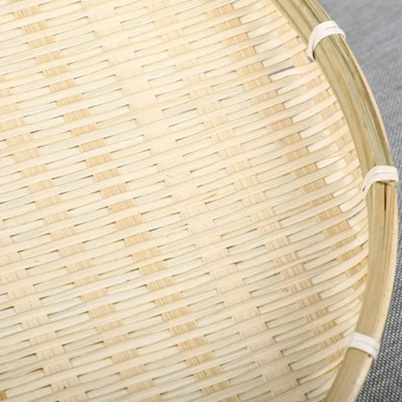 5Pcs Bamboo Basket Woven Fruit Dish Bread Tray for Dinner Serving Plate Handmade Round Sundries Container Kitchen Storage Tray