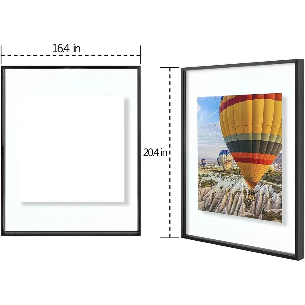 Aluminum 16x20 Picture Frame with Tempered Glass, Holds Photos up to 16x20, Ideal for Home or Gallery, Black, 3-Pack