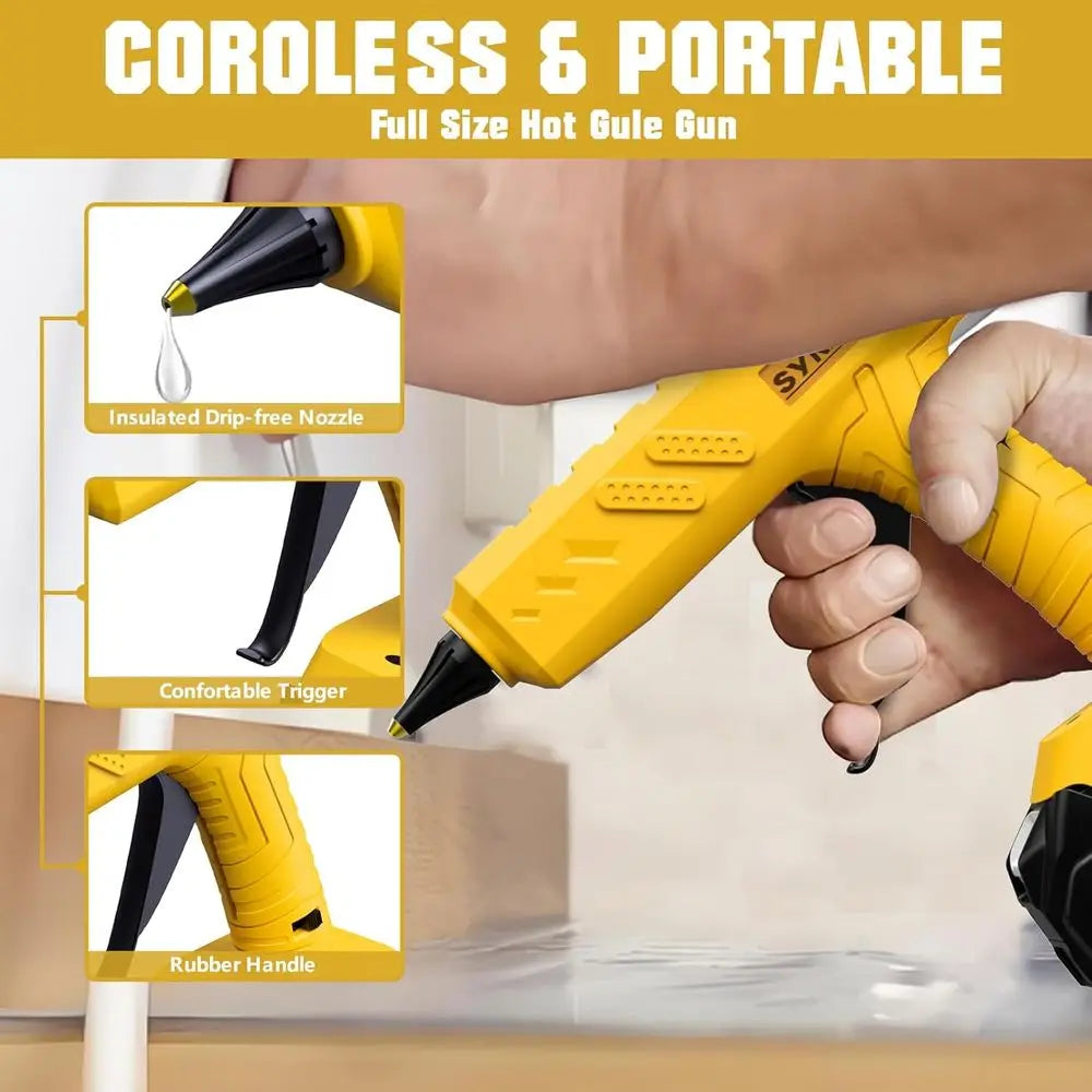 20V Cordless Hot Glue Gun with 30 Full-Size Sticks, 3.5Ah Battery for Crafting, Repairs, and More