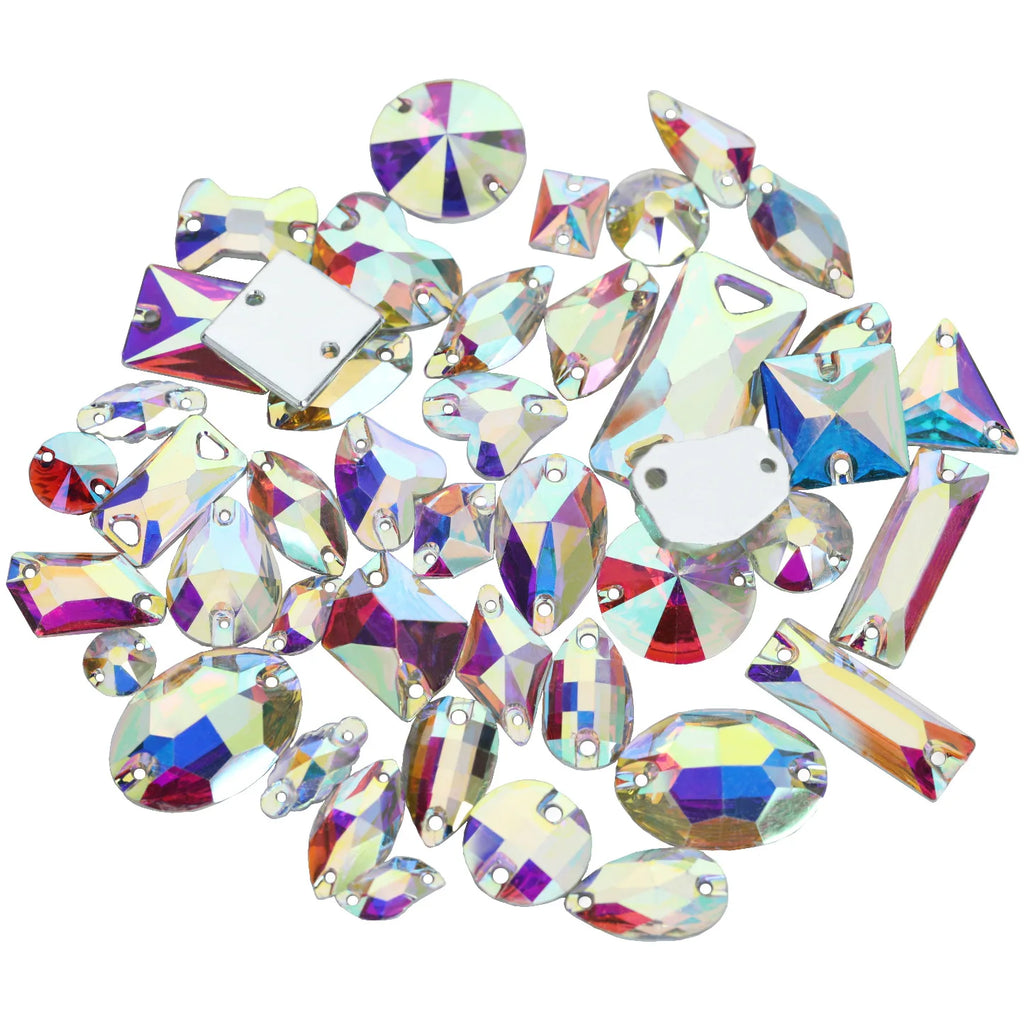 Oleeya CrystalAB Mix shapes Best Quality Resin Sewing Rhinestone  Flatback Sew On Stones Strass for Clothing Accessories Shoes