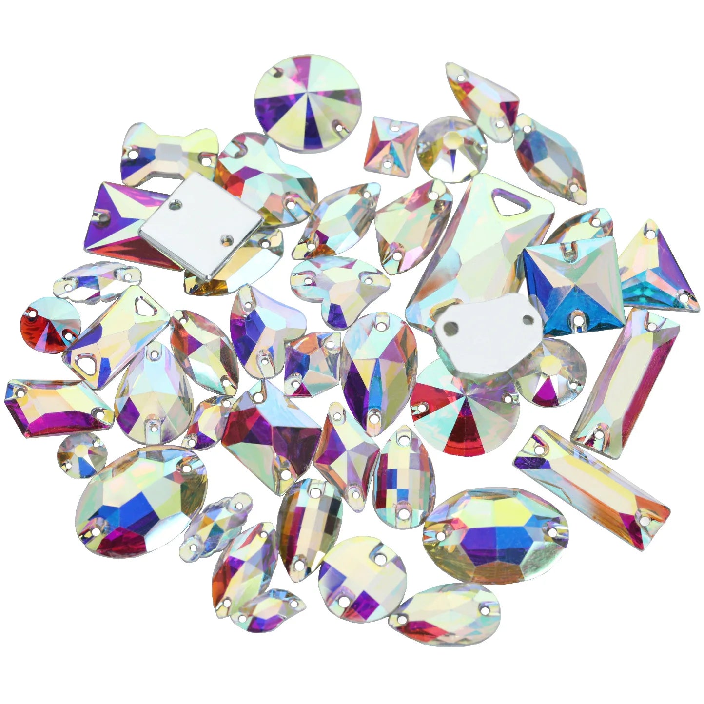 Oleeya CrystalAB Mix shapes Best Quality Resin Sewing Rhinestone  Flatback Sew On Stones Strass for Clothing Accessories Shoes