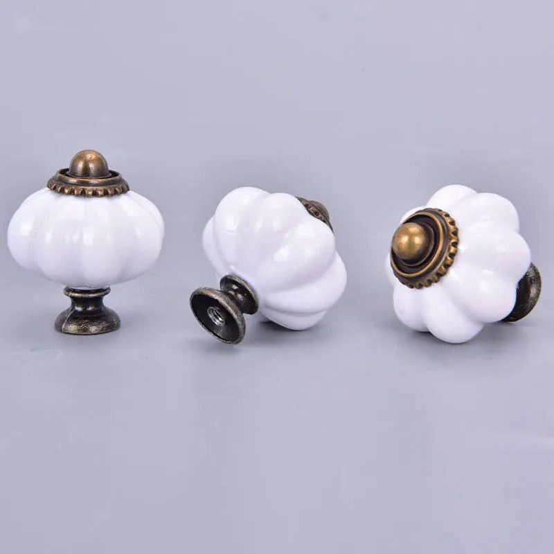 10pcs Vintage Furniture Handle Door Knobs Drawer Cupboard Pull Handle Pumpkin
