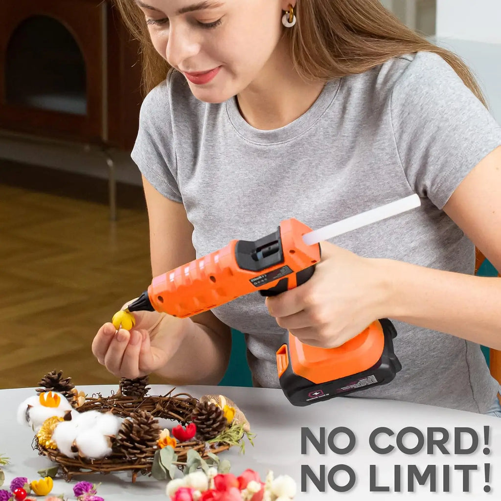 20V Cordless Hot Glue Gun Kit with 30 Sticks, Fast Heating for DIY Crafts and Repairs, Rechargeable Battery Included