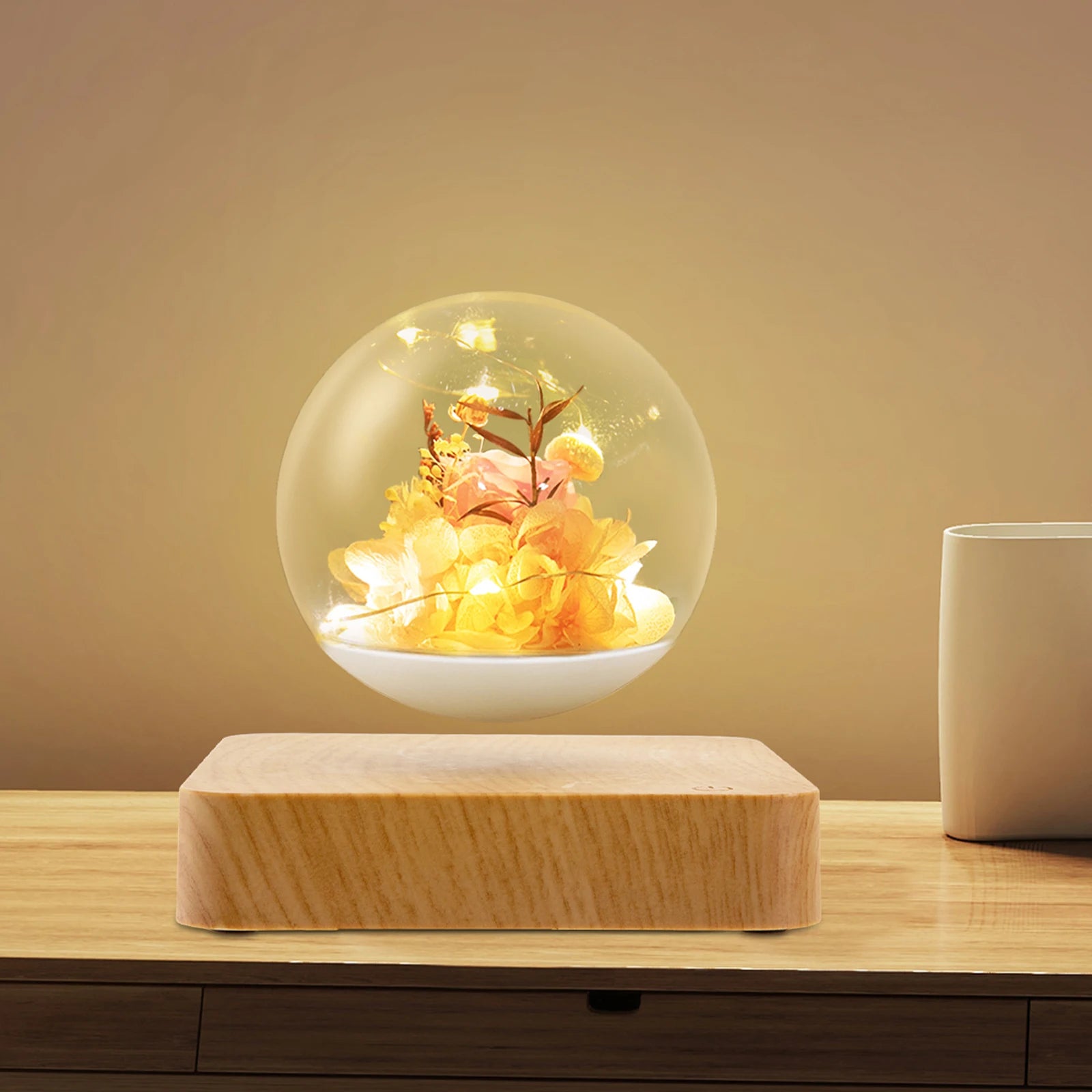 2700k Floating Flower Lamp, Floating Flowers with LED Light, Magnetic Levitation Flower Light