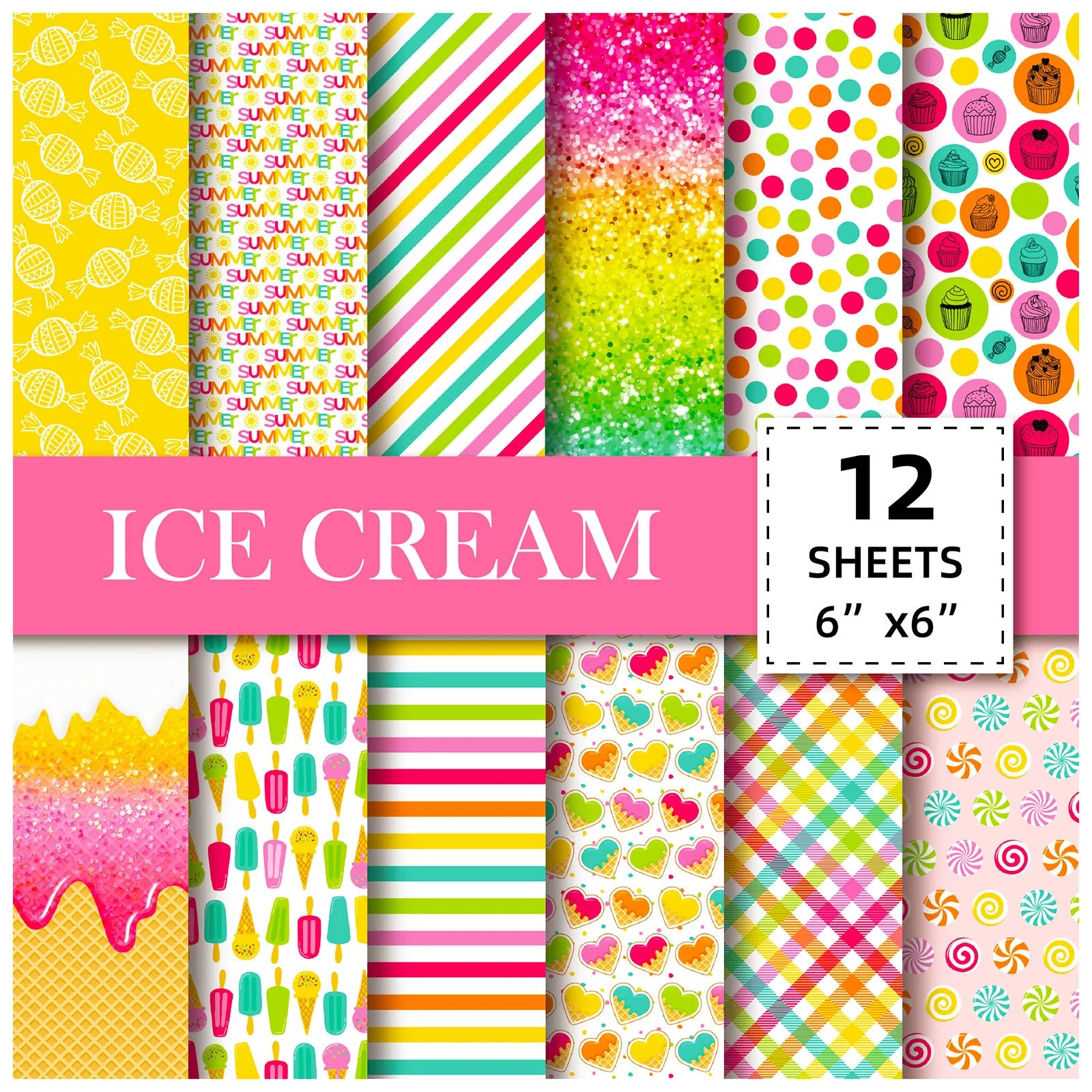 12 Sheet Scrapbooking Paper 15x15cm,  6x6in Scrapbooking Paper Acid-Free Cardstock Backgrounds Card for DIY Art Craft Decoration
