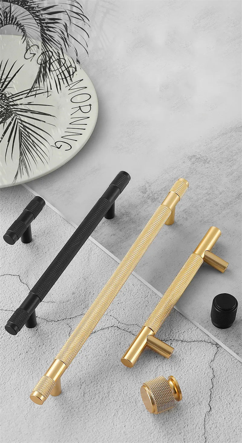 KK&FING Gold Knurled Handles For Cabinet And Drawer Aluminum Alloy Wardrobe Handles Kitchen Cabinet Pulls Knurled Drawer Knobs