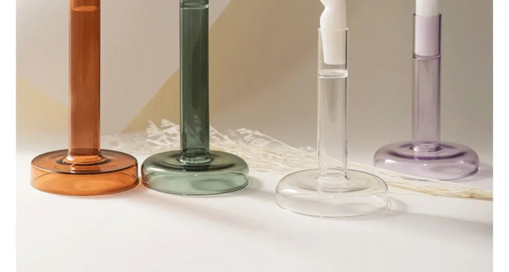 Creative Transparent Glass Vertical Candle Holder Home Bedroom Wedding Holiday Romantic Dining Table Decoration Ornament