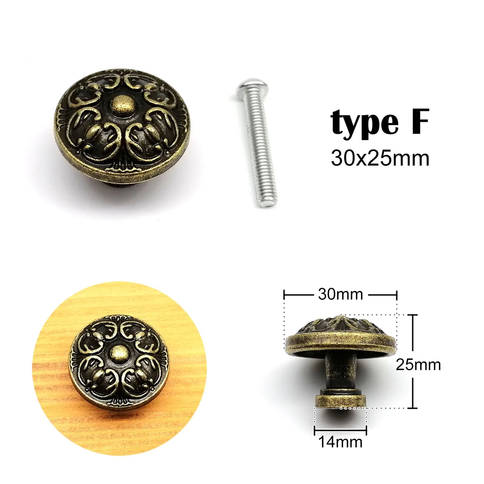 Antique brass Vintage Round Flower Furniture Cabinet Cupboard Dresser Chest Closet Drawer Door Window Handle Pull Knob