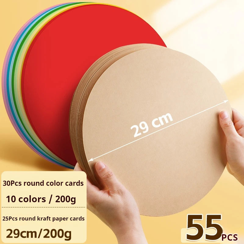 25/29/36 cm Colored Cardstock 200g Round Blank Cardboard Cardstock Sketch Paper for DIY Craft Papercraft Scrapbook Paper Album
