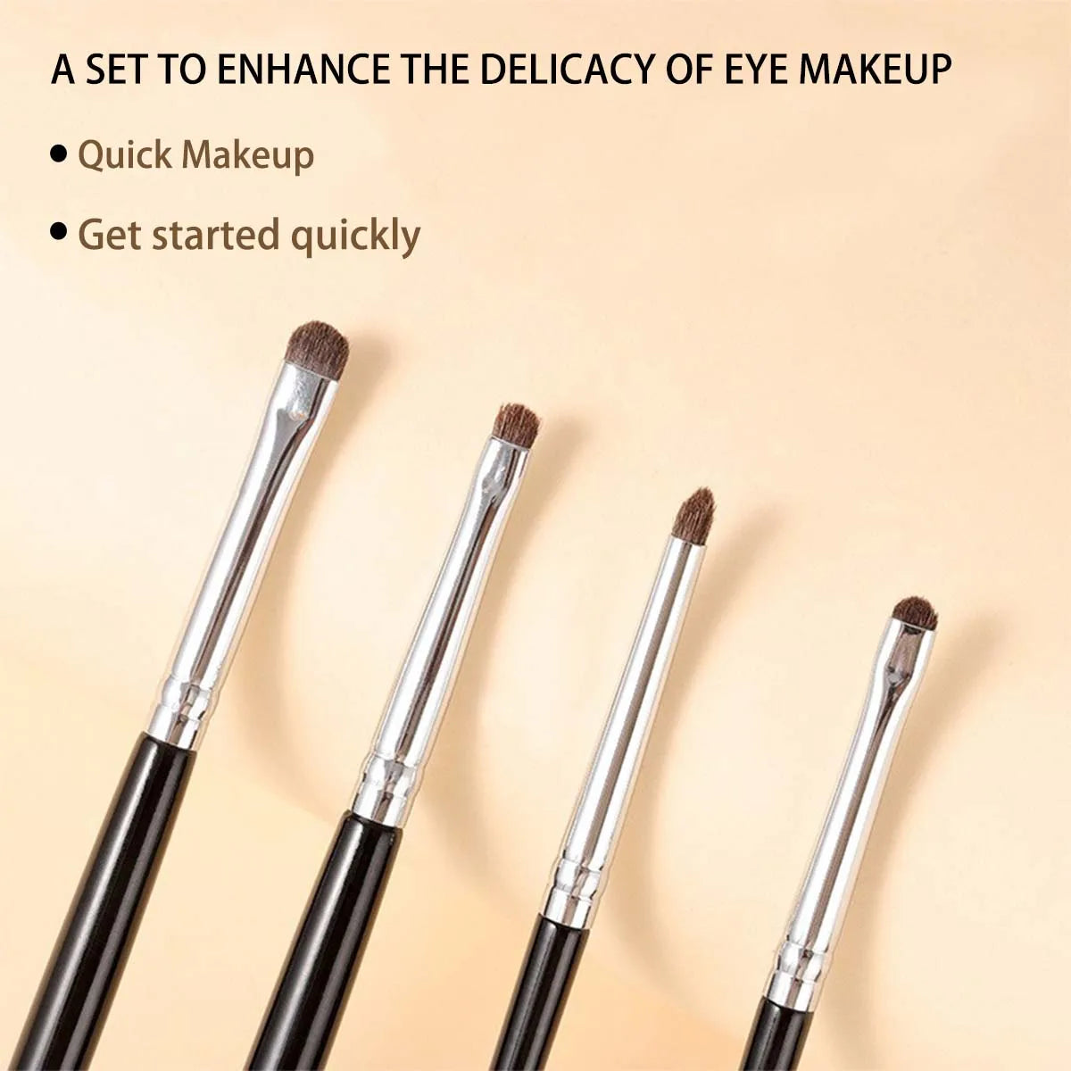 4Pcs Eye Detail Brushes Set, Eyeshadow Brushes, Undereye Smudge Brushes, Soft Eyeliner Brush, Perfect Eye Makeup Tools