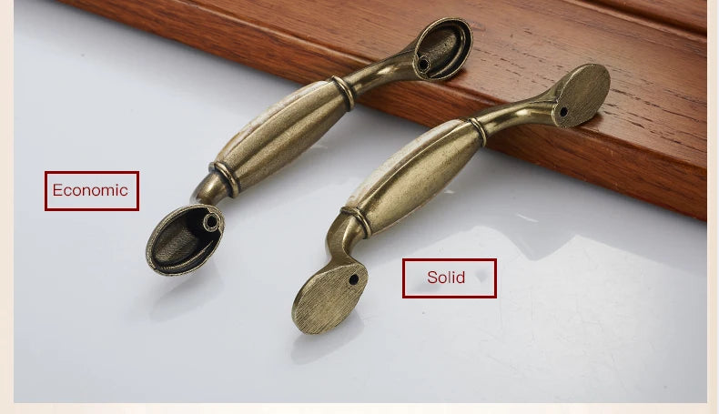 European Bronze Ceramic Cabinet Handles Zinc Alloy Drawer Knobs Wardrobe Door Handles Furniture Handle