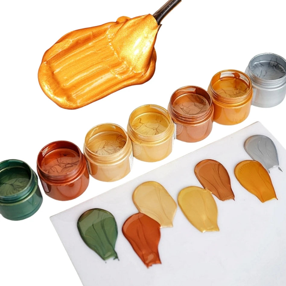 80ml Golden Paint Metal Acrylic Paint Waterproof Pigment Hand Painted Wall Painting Art Pearlescent Pigment Statue Colouring