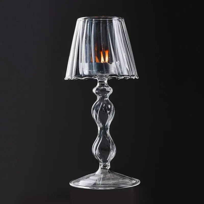 Clear Candle Holder Glass  Candle Holder for Home Decor Table Centerpiece Wedding Party Christmas Valentine Day